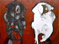 double portrait of Polly Hatzimarkou, 2003, 120 x 90 cm, oil and mixed media on canvas