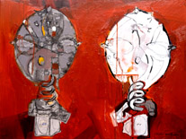 double portrait of Jack-in-the-box, 2003, 120 x 90 cm, oil and mixed media on canvas