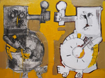 double portrait of a drummer, 2003, 120 x 90 cm, oil and mixed media on canvas