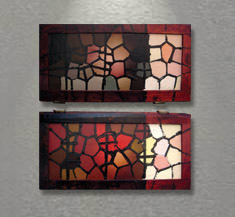 2005, 30 x 57 cm each, acrylic & ink on varnished paper pasted on wood